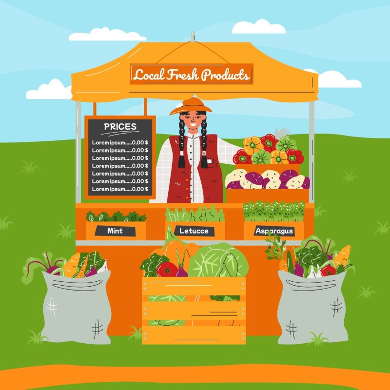 Hand drawn flat design farmers market illustration Free Vector