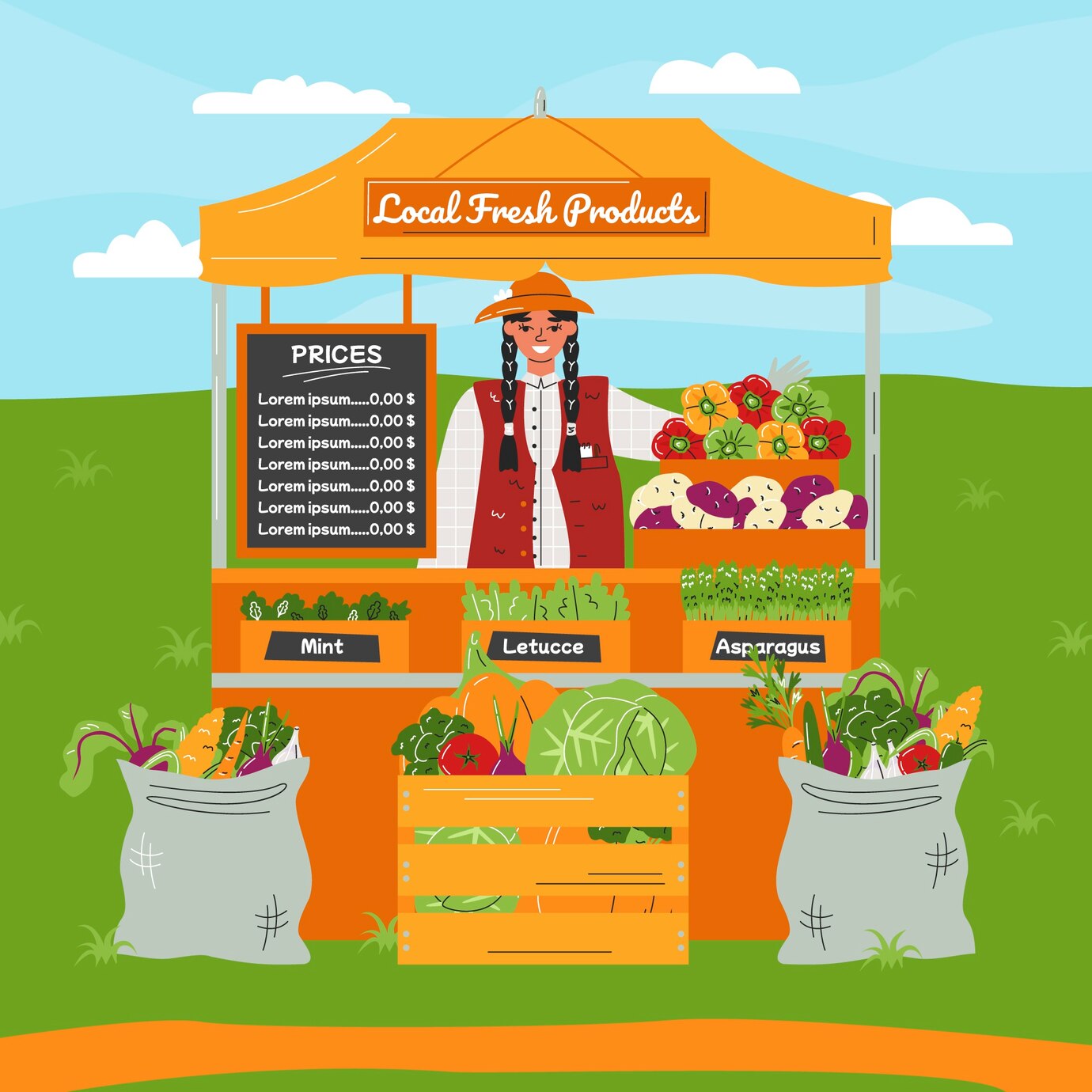 Hand Drawn Flat Design Farmers Market Illustration 23 2149352855