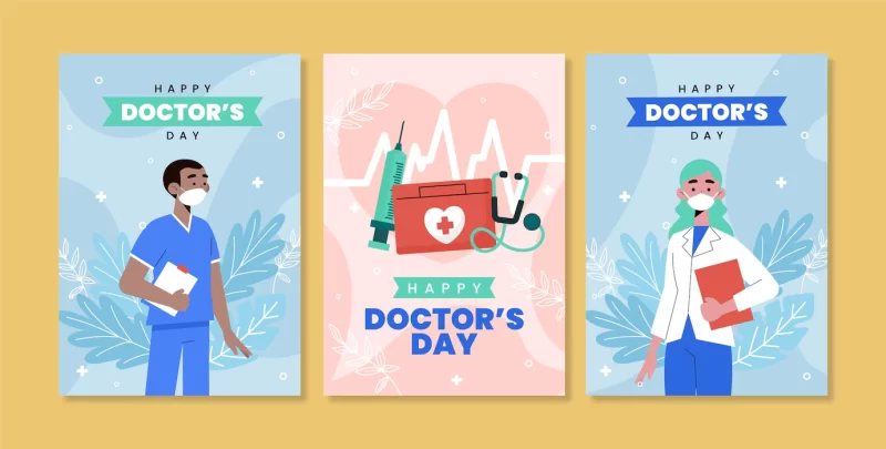 Hand drawn national doctor’s day card collection Free Vector