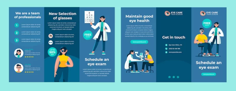 Hand drawn ophthalmologist brochure Free Vector