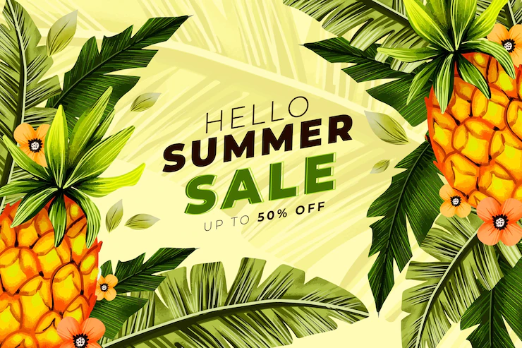 Hand Painted Watercolor Hello Summer Sale Illustration 52683 61327