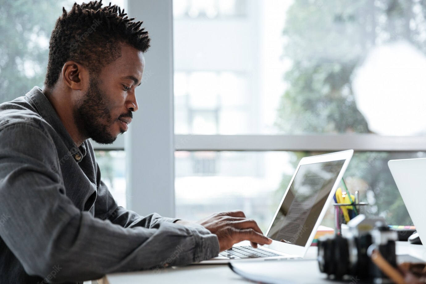 Handsome Thinking Serious Young Man Sitting Office Coworking 171337 17648