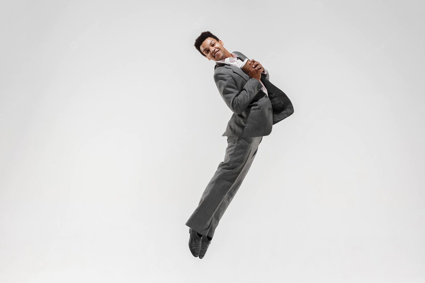 Happy Businessman Dancing Motion Isolated White Studio Background Flexibility Grace Business Human Emotions Concept Office Success Professional Happiness Expression Concepts 155003 34529