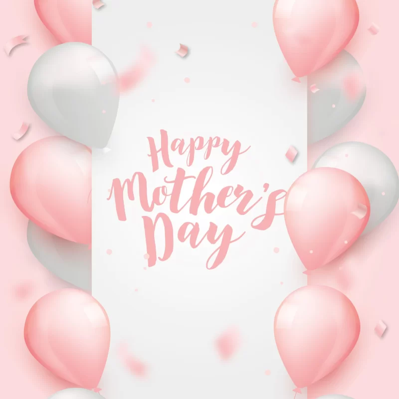 Happy mothers day frame with realistic balloons Free Vector