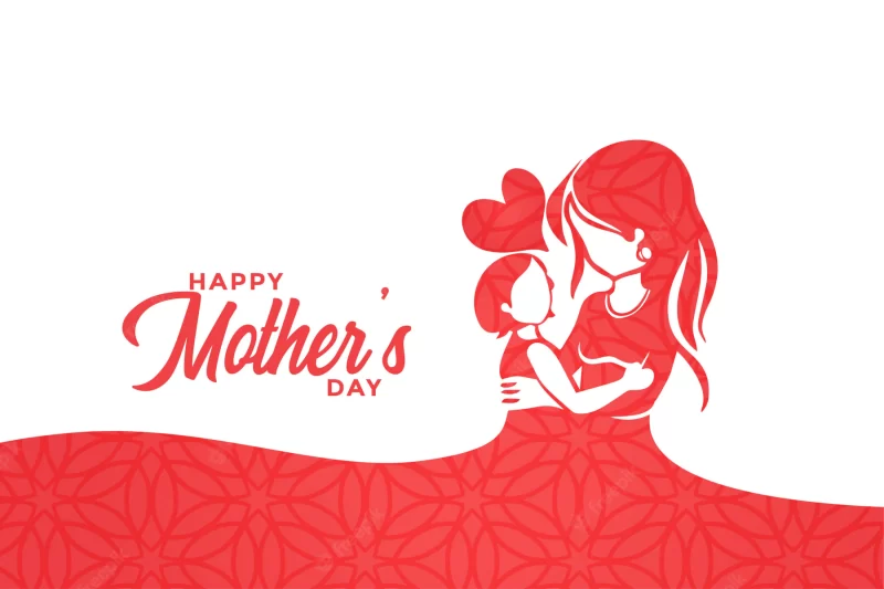 Happy mothers day mom and child love greeting design Free Vector