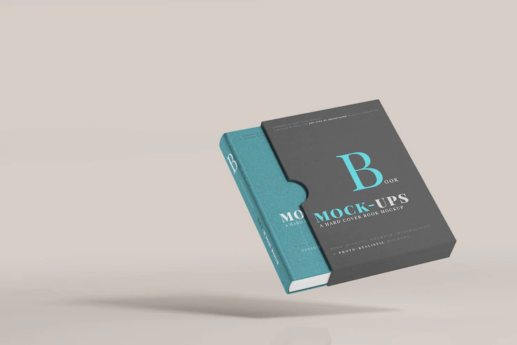 Hard Cover Book Mockup With Book Sleeve 358694 23