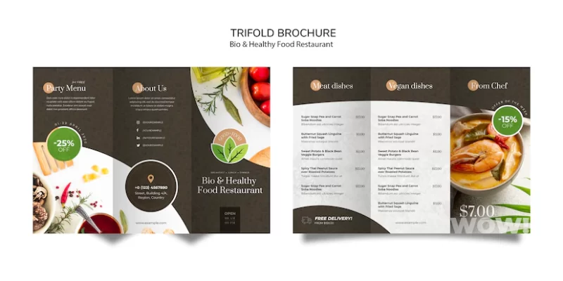 Healthy food restaurant brochure Free Psd