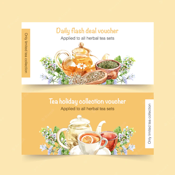 Herbal Tea Voucher With Peppermint Watercolor Illustration 83728 2091