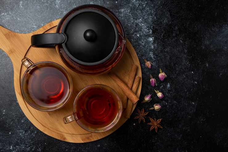 Herbal Winter Tea Cups With Spices Wooden Board 114579 18094