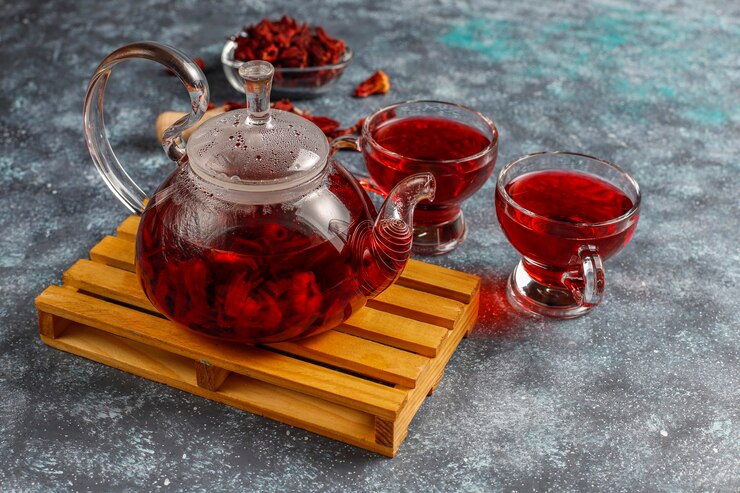 Hot Hibiscus Tea Glass Mug Glass Teapot 114579 24557