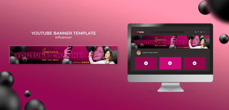 Influencer youtube banner template Free Psd