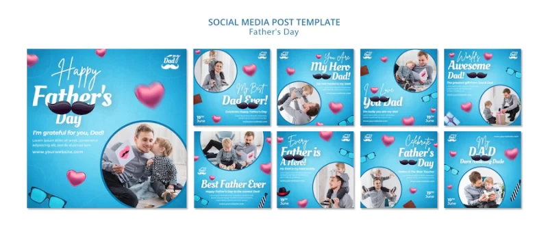 Instagram posts collection for father’s day celebration Premium Psd