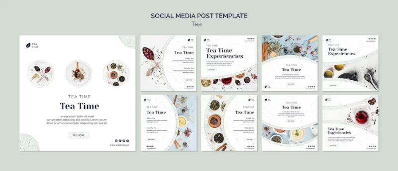 Instagram posts collection for tea time Free Psd