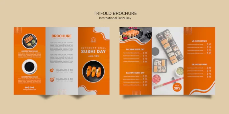 International sushi day trifold brochure template Free Psd