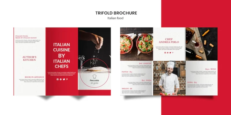 Italian cuisine trifold brochure style Free Psd