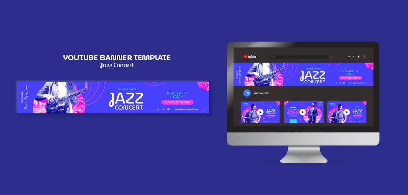 Jazz concert youtube banner Free Psd