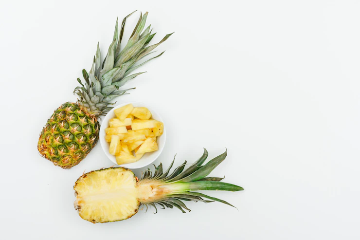 Juicy Pineapple Half Slices White Flat Lay 176474 5333