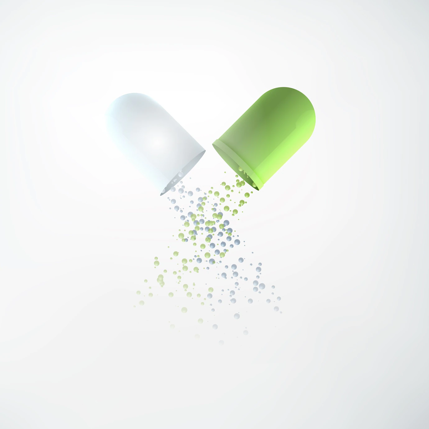 Light Medicine Concept With Realistic Medical Opened Capsule Pill Falling Out Small Balls Isolated 1284 49068