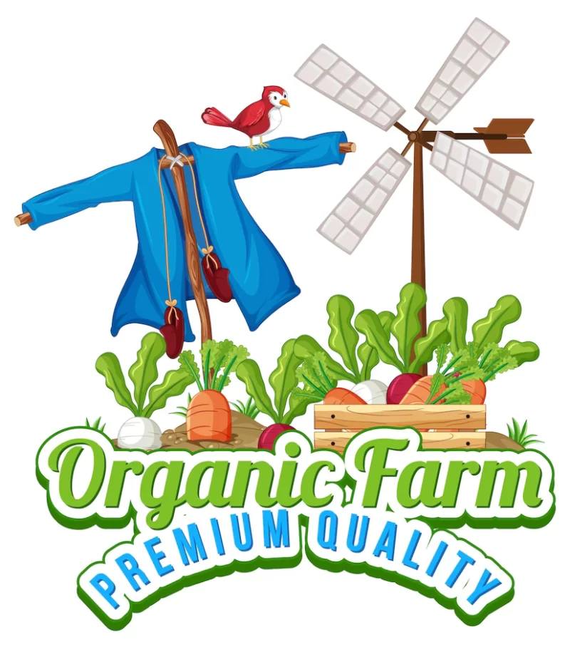 Logo design with words organic farm Free Vector