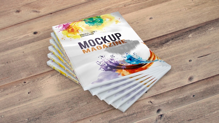 Magazine Mockup Wooden Table 23 2147862009