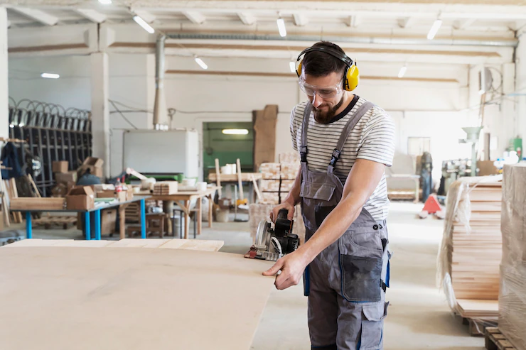 Man Working Cutting Mdf Board 23 2149384775