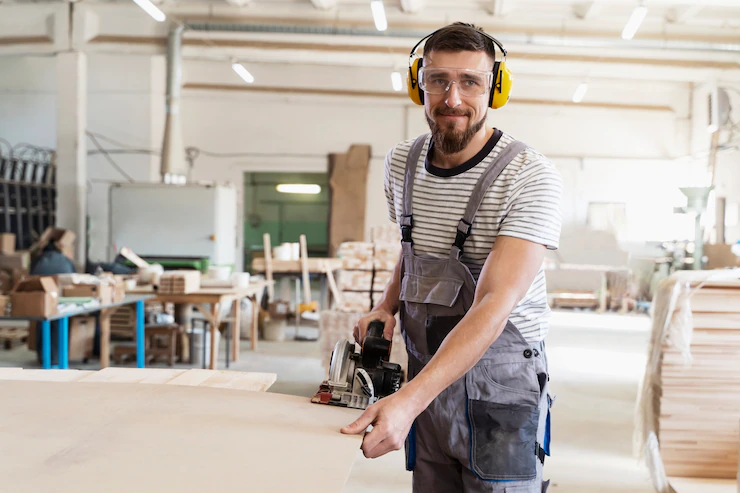 Man Working Cutting Mdf Board 23 2149384776