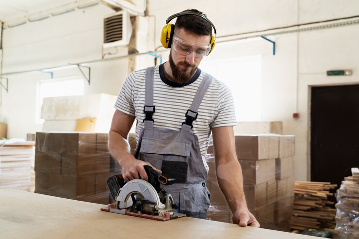 Man Working Cutting Mdf Board 23 2149384779