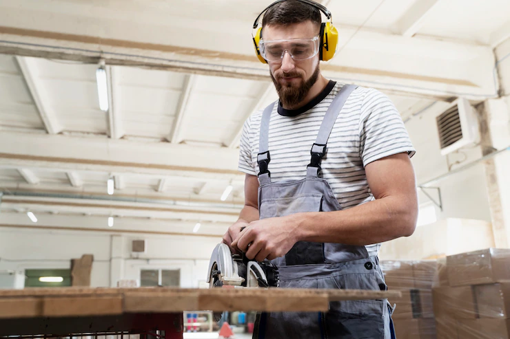 Man Working Cutting Mdf Board 23 2149384785