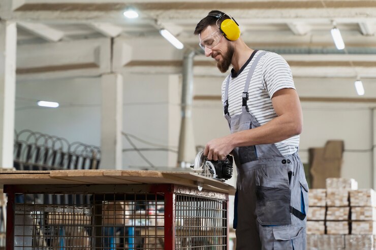 Man Working Cutting Mdf Board 23 2149384787