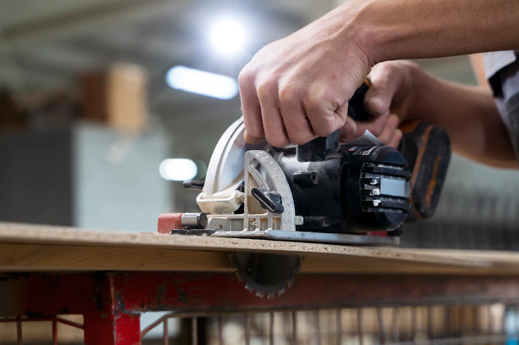 Man Working Cutting Mdf Board 23 2149384790