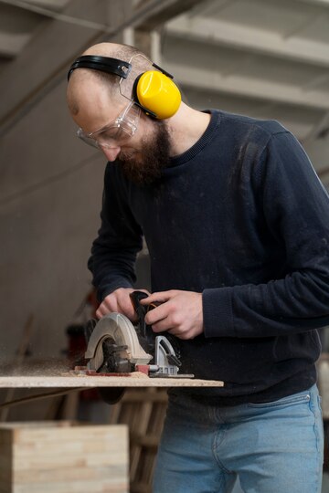 Man Working Cutting Mdf Board 23 2149384810