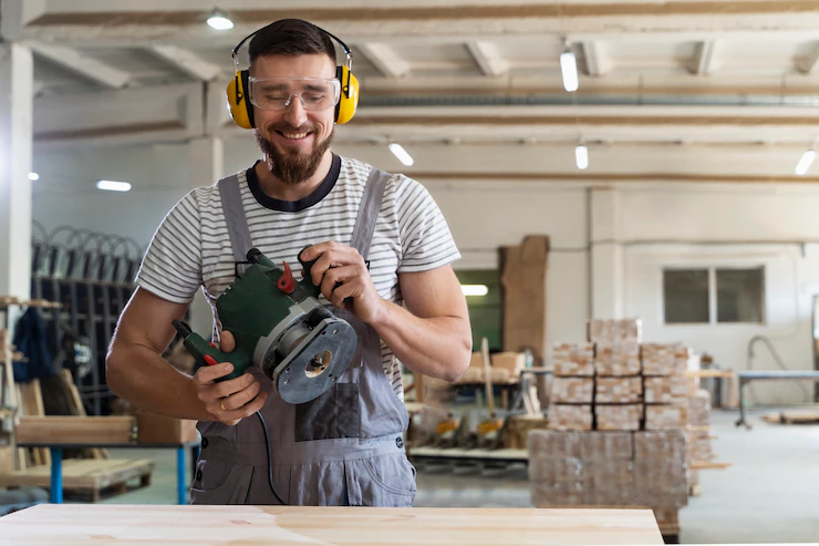 Man Working Cutting Mdf Board 23 2149384814