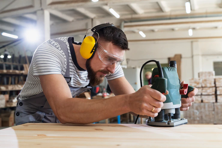 Man Working Cutting Mdf Board 23 2149384816