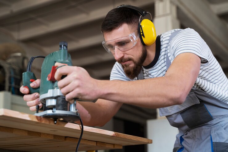 Man Working Cutting Mdf Board 23 2149384817