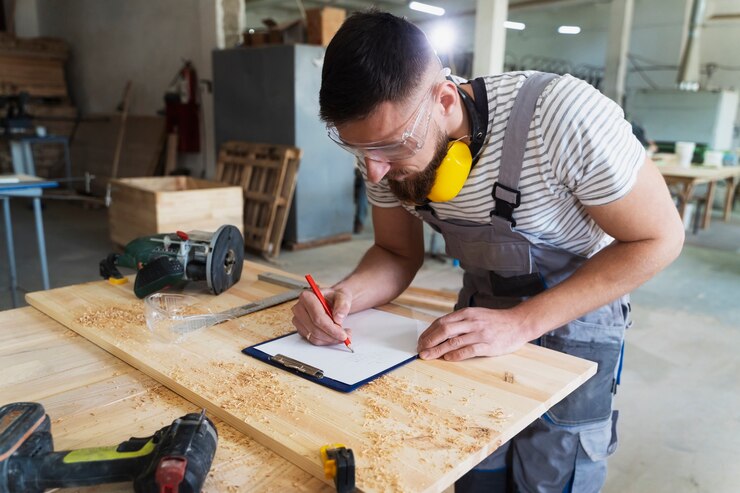 Man Working Cutting Mdf Board 23 2149384818