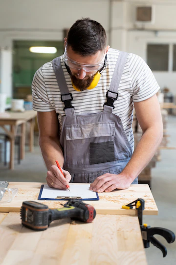 Man Working Cutting Mdf Board 23 2149384819