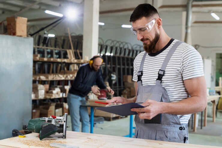 Man Working Cutting Mdf Board 23 2149384829