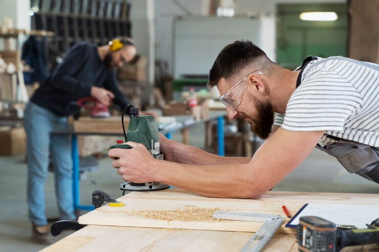 Man Working Cutting Mdf Board 23 2149384832