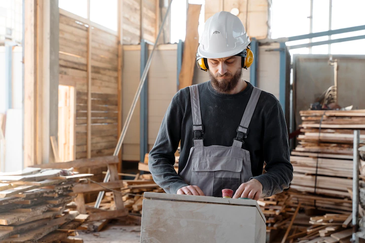 Man Working Mdf Boards Warehouse 23 2149384871