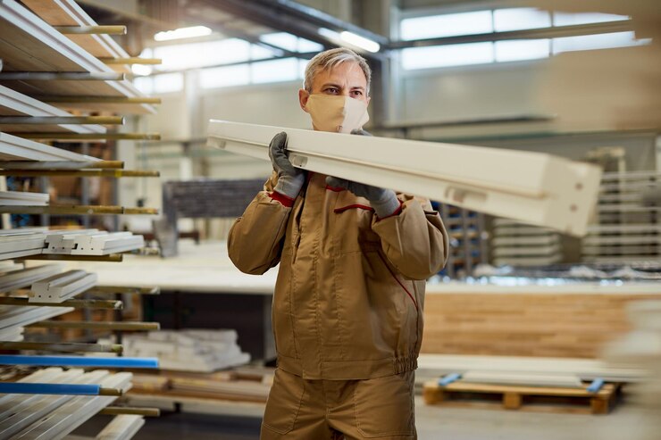 Manual Worker Wearing Face Mask While Working Carpentry Workshop During Coronavirus Pandemic 637285 11737