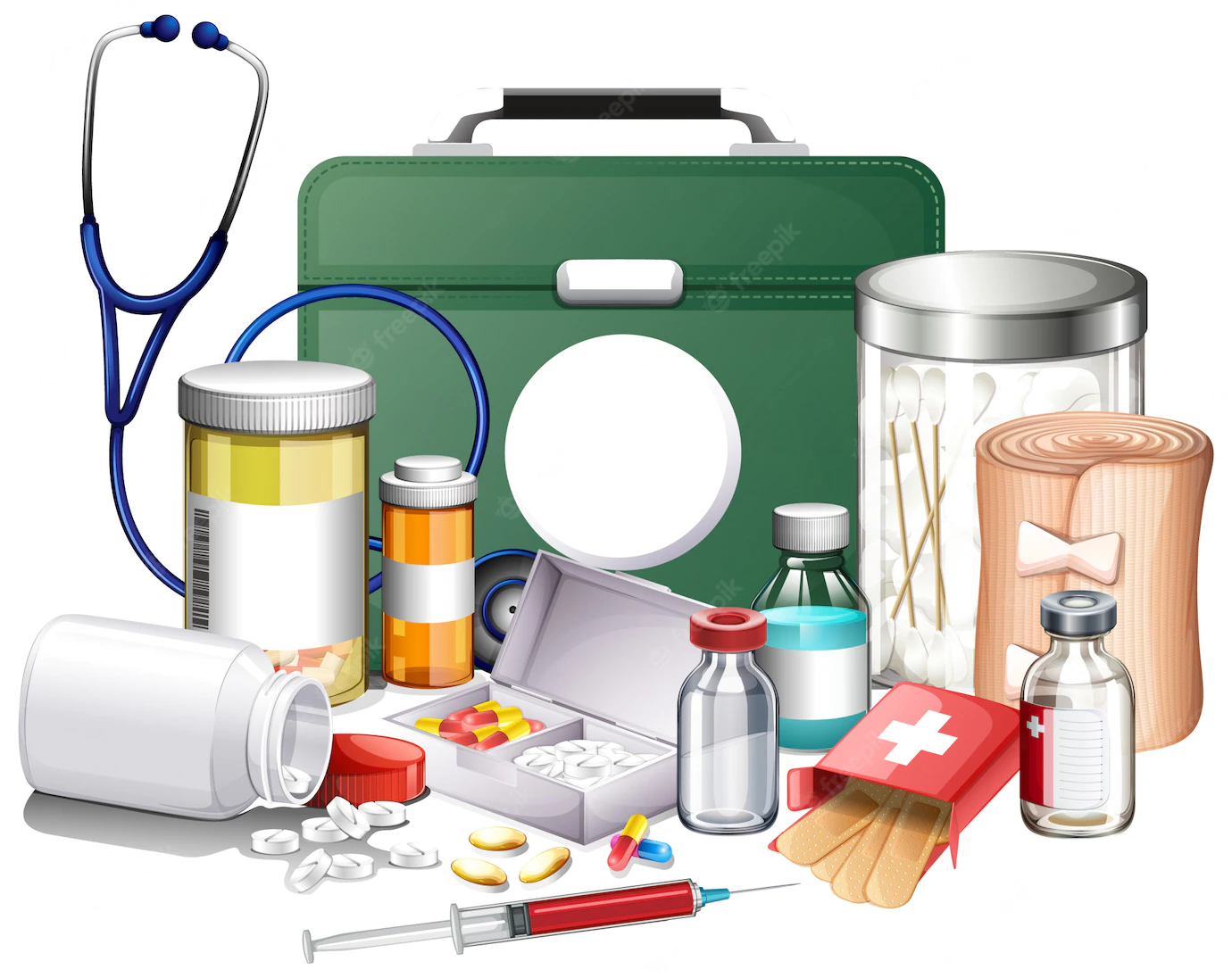 Many Medical Equipments Medicine White Background 1308 43331