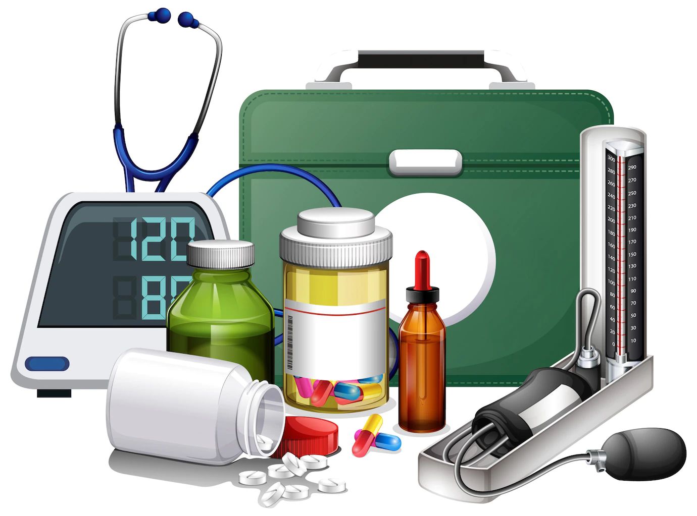Many Medical Equipments Medicine White Background 1308 43339