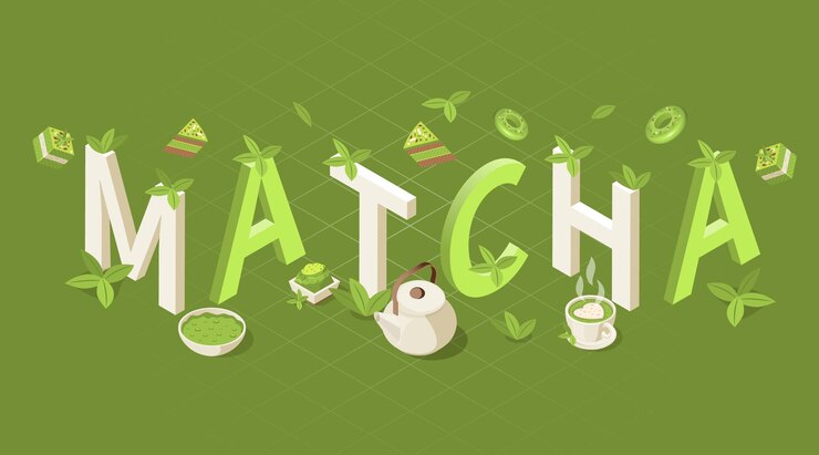 Matcha Isometric Text Composition 1284 73095