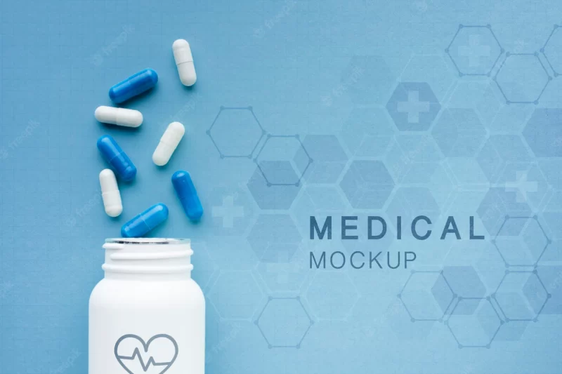 Medical mock-up with capsules Free Psd Medical mock-up with capsules Free Psd