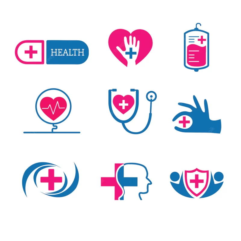 Medical service logos vector set Free Vector