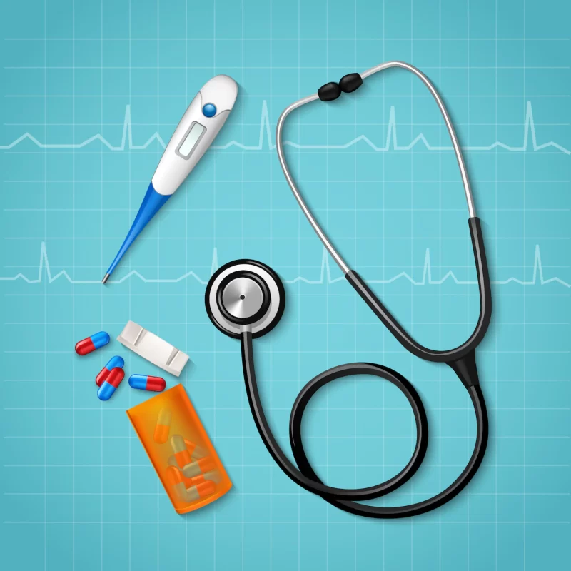 Medical treatment tools composition Free Vector Medical treatment tools composition Free Vector