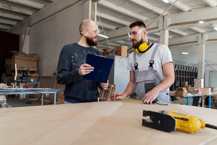 Men Working Cutting Mdf Board 23 2149384797