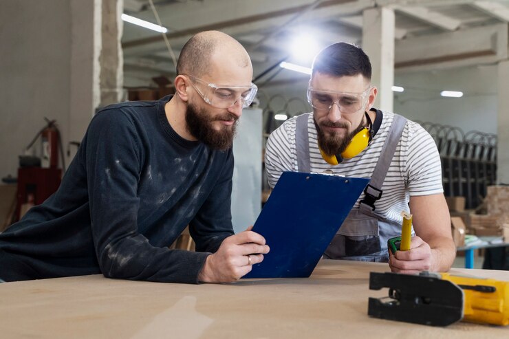 Men Working Cutting Mdf Board 23 2149384798