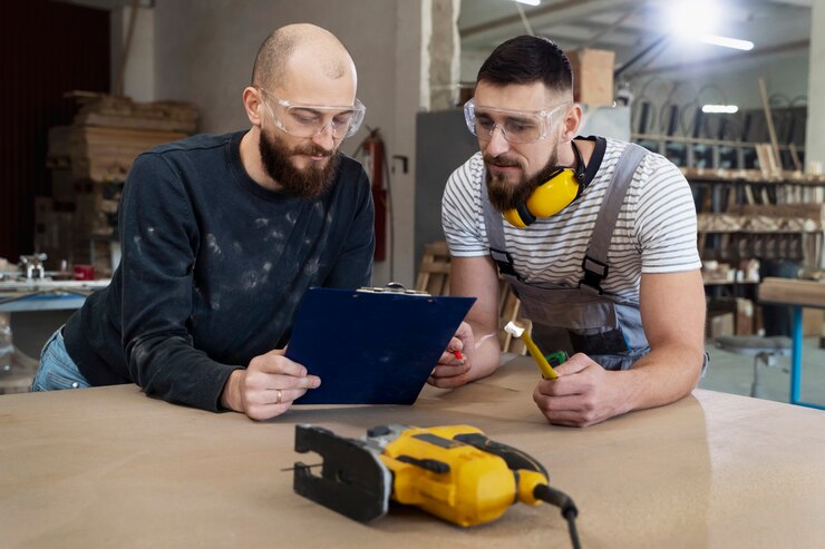 Men Working Cutting Mdf Board 23 2149384799