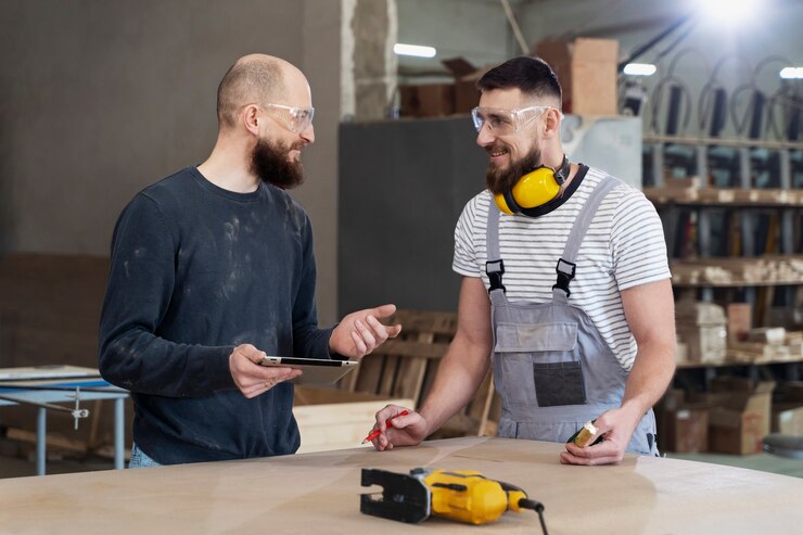 Men Working Cutting Mdf Board 23 2149384801